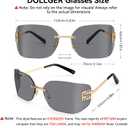 Dollger Rimless Y2K Sunglasses Women Retro Trendy Wrap Around Shield Frame Designer 90s Fashion Glasses