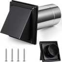 Gisafai 4" Dryer Vent Cover Outside with Stainless Steel Guard Wall Dryer Exhaust Cap and Removable Extended Pipe Vent Shroud Hood Cushioned Non Return Flap with Sealing Gasket Grille(Black)