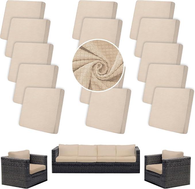 14PCS Patio Cushion Covers,Patio Furniture Couch Seat Slipcovers | Washable Fumiture Protector, Replacement for Sofa SectionalChair Elastic-Bottomed Sofa Chair Cover