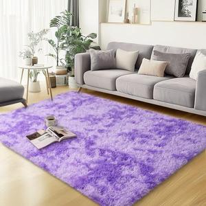 qulint 3x5 Area Rugs for Bedroom, Fluffy Soft Shag Rugs for Living Room, Small Fuzzy Plush Shaggy Carpets for Boys and Girls Dorm Room Home Decor (3ft x 5ft, Tie-Dyed Purple) : Home & Kitchen