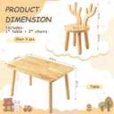 Wooden Toddler Table and Chair(2) Set for Kid, Activity Table Furniture 3-8, Rectangle Table with Antler Chairs