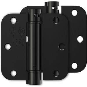 Luxbaro 2 Pack Self Closing Door Hinges 3.5 Inch, Matte Black Spring Loaded Hinges with 5/8'' Radius Corners, Adjustable Tension for Garage, Front Door, for Left and Right Hand Door, UL Listed