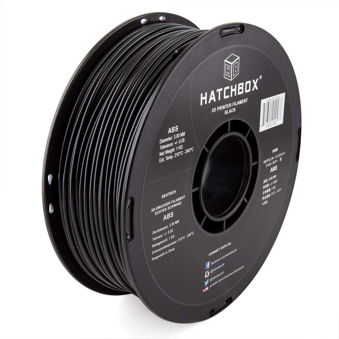 HATCHBOX ABS 3D Printer Filament, Dimensional Accuracy +/- 0.05 mm, 1 kg Spool, 3.00 mm, Black