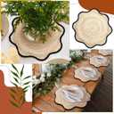 Jingmore 6 Pcs Wedding Placemats 15 Inch Handwoven Scalloped Placemats Boho Rattan Chargers for Dinner Plates Farmhouse Mats for Dining Table Decoratin Wedding Party Supplies (Black)
