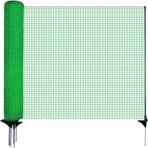 Temporary Fence with Posts,4'x50' Safety Barrier for Dog Snow Plastic Mesh Fencing with Fiberglass Stake Windbreak Rope,Movable Fencing Roll for Garden Backyard Outdoor Animal Protect