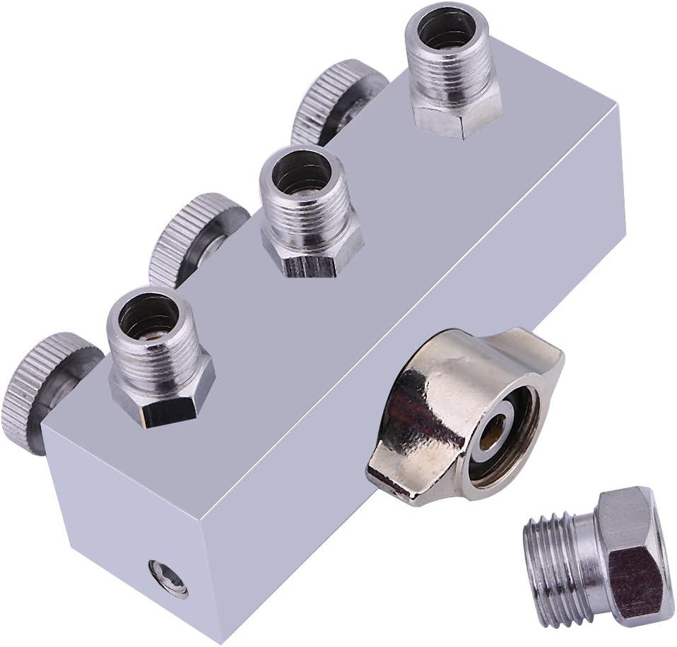 Airbrush Manifold 3 Way Airbrush Hose Splitter Manifold Fitting 1/8" with Adjust Knob Valve