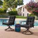 Tufted High Back Chair Cushions Set of 2, 42''x21'' Outdoor Seat and Back Chairs Cushions for Patio Furniture, Water Resistant Patio Tufted Replacement Cushion Rocking Seat Pads with Ties (Black)