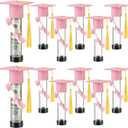 Qunclay 12 Pack Graduation Candy Tubes Class of 2026 Pink Graduation Cash Gift Plastic Grad Cap Jars Candy Container with Tassels and Diploma for Grad Table Decor Party Favors
