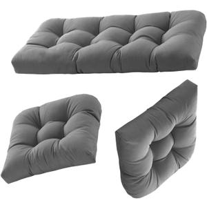 Dizaolive Wicker Chair Cushions for Outdoor Furniture Patio Loveseat Settee Bench Cushions, Size: 44"X19"/19"X19"