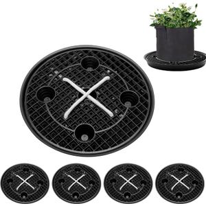 4-Pack Self Watering Fabric Pot Base, Auto Pots Fit for 5 Gallon Grow Bags, Auto-Irrigation Water Delivery System, Auto Watering Plant Saucer for Fabric Planters (Classic)