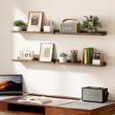 Upsimples Floating Shelves for Wall, 23.6 Inch Shelves for Decor Storage Set of 6, Wall Mounted Wood Shelf for Bedroom, Living Room, Bathroom, Kitchen, Long Picture Ledge Shelves, Brown