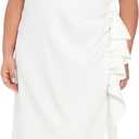 London Times Women's Sleeveless V-Neck Dress for Women with Cascade Ruffle Detail | Cocktail Dresses for Women (White, XL)
