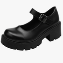 Women's Platform Mary Janes Chunky Heel Ankle Strap Uniform Dress Shoes Heeled Gothic Lolita Oxfords, 37