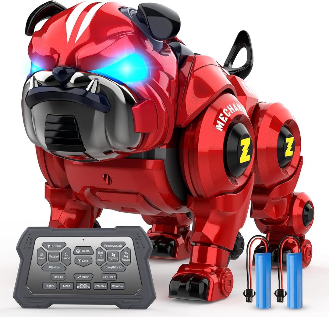 Robot Dog for Kids, Remote Control Robot Rechargeable Programing Stunt Robo Dog with Sing, Dance, Touch Function, Robotic Dog Toy for Boys Ages 5 6 7 8 9 10+ Birthday Gifts, Red