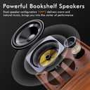 Vintage Vinyl Record Player with External Bookshelf Speakers, 3-Speed Belt Drive Turntable with Auto Stop, Bluetooth Input, RCA Out, AUX in – Brown Wood