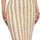 Womens Casual Sexy Halter Sleeveless Sundresses Bubble Textured Backless Prom Cocktail Maxi Dresses (Large, Brown)