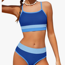 TALLWH Girls Swimsuit 2 Piece Casual Color-Block Adjustable Straps Bikini Sets Girls Bathing Suit Teen Bathing Suits Size 13-14Y