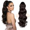 Long Ponytail Extension 26 Inch Wavy, Hair Extensions Ponytail with Claw Clip, Clip on & Clip in Ponytail Styles, Pony Tails for Beach Day, Family Dinner, Work & Party Night