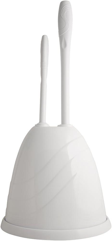 Plumbcraft 7506400 Plunger Cleaning Combo Kit with Hiding Caddy Durable, Heavy-Duty Brush Toilet Types with Sanitary Storage, White