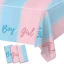 3PCS Plastic Gender Reveal Tablecloths,Gender Reveal Party Supplies Disposable Pink and Blue Table Cover for Boy or Girl GenderReveal Parties Baby Shower Birthday Party Decorations, 51.2X 86.6inch