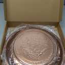 12" Large Copper Decorative Serving Tray, Copper Plated Round Fruit Tray - Ideal for Coffee Table, Decorative, Tea and Bar Serving (6)