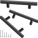 4 x 10 Pack 5 Inch Cabinet Pulls Matte Black Stainless Steel for Cabinet, Kitchen Drawer Pulls Cabinet Handles for Cabinets Cupboard, 5''Length, 3''Hole Center (Round)