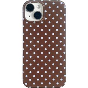 Brown Polka Dot Phone Case for iPhone 14/13 6.1in,Retro Vintage Cute Aeshtetic Classic Minimalist Chic Pattern Protective Cover for Girls Women