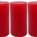 3 Pack 3x6 Inch Red Pillar Candles for Romantic Valentine's Day and Christmas, Unscented Column Candle for Home Restaurants, Smokeless Dripless and Clean Burning Emergency Candle