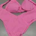 Bikini Sets for Women Sexy Halter Triangle String Bikini Cheeky V Cut High Waisted Thong Swimsuits 2 Piece (Pink, L)