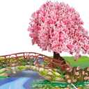 Cherry Blossom Pop Up Card, 3D Popup Flower Birthday Card 6x 8", Ideal Gift for Birthday, Mothers Day, Thank You, Anniversary, Valentines, All Occasion for Women, Wife, Mom, Sister, Grandma, Her