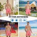 Scotamalone Mens Swim Trunks Board Shorts Swimwear Bathing Suits Quick Dry for Beach,Travel,Vacation,Swimming, Surfing,Casual (Pink, S)