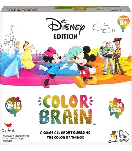 Disney, Color Brain Board Game for Families Mickey Mouse Minnie Mouse Princess Tiana Strategy Party Card Gift Toy, for Adults and Kids Ages 12 and up