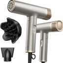 YAPOY Professional Hair Dryer with Diffuser Fast Drying 200 Million Ionic Blow Dryer with 110, 000 RPM High-Speed No Heat Damage Intelligent Thermo-Control Low Noise, Silver