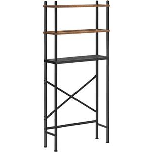 HOOBRO Over the Toilet Storage, 3-Tier Over Toilet Bathroom Organizer, Freestanding Above Toilet Shelf with Adjustable Feet, Space Saving, Easy Assembly, Rustic Brown and Black BF63TS01