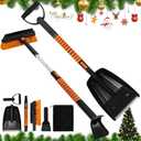 5-in-1 Extendable Snow Shovel and Ice Scraper for Car, 31"-40" Snow Brush with Squeegee, Pivoting Brush Head & Foam Grip for Windshield, Truck, SUV