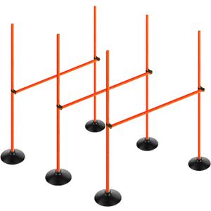 Orange Adjustable Height Agility Hurdle Set Multi-Function Soccer Trainning Pole Set Coaching Sticks with Rubber Base