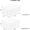 Orgneas Freezer Organizer Bins, Upright Freezer Basket Drawer Organizer Bins, Better Air Circulation Metal Wire Storage Container Bin For Chest Deep Freezers, Easy Sort & Get Food, 1 Large 1Medium