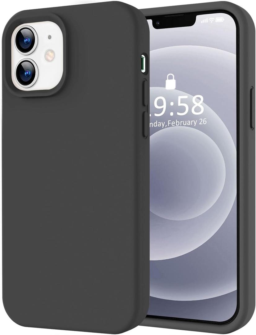 LOVE 3000 Designed for iPhone 12 Case/iPhone 12 Pro Case, Premium Silicone with [Soft Anti-Scratch Microfiber Lining] Shockproof Protective Phone Case for Men Women Girls 6.1", Black