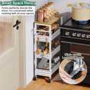 Utility Slim Storage Cart, 4-Tier Narrow Bathroom Organizers and Storage Cart, Narrow Metal Kitchen Laundry Room Organization Shelf with Wood Top, Slim Rolling Carts with Wheels for Small Space (Top: 9.1 | Max Width: 10.3, Light White)