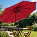 Blissun 9' Outdoor Patio Umbrella, Outdoor Table Umbrella, Yard Umbrella, Market Umbrella with 8 Sturdy Ribs, Push Button Tilt and Crank, Bright Red