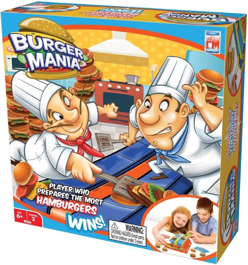 Fotorama Burger Mania Sizzling Build A Burger Game, Fast-Paced Conveyor Belt Competition, Improves Fine Motor Skills, Gifts for Kids Ages 6 & Up