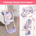 Potty Training Seat, Upgrade Toddler Toilet Seat for Kids Boys Girls, 3 in 1 Potty Training Toilet with Step Stool Ladder-Non Slip Foldable (Purple+Pink)