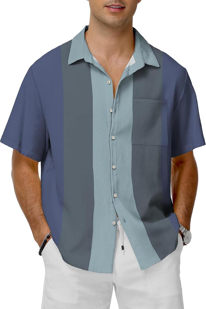 KYKU Hawaiian Shirt for Men: Tropical Summer Beach Short Sleeve Button Down Shirt with Pocket (Blue, S)