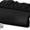 Royale Linens 100% Organic Cotton Fitted Sheet - Percale Weave - Super Soft Deep Pocket Bottom Sheets - Black Elastic Sheet Queen Size - Queen Fitted Sheets Only - (60"x80"+15", Black)