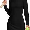 WOWENY Women's Tennis Dress Long Sleeve Golf Dresses with Shorts Zip Front Golf Outfits UPF 50+ Workout Athletic Dresses Black S
