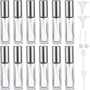 9 ML Empty Perfume Bottles, 12 Pcs Mini Glass Refillable Perfume Atomizer, Leak-proof Fragrance Bottles with Fine Mist Sprayer, Portable Perfume Bottle, Perfume Atomizer for Men and Women