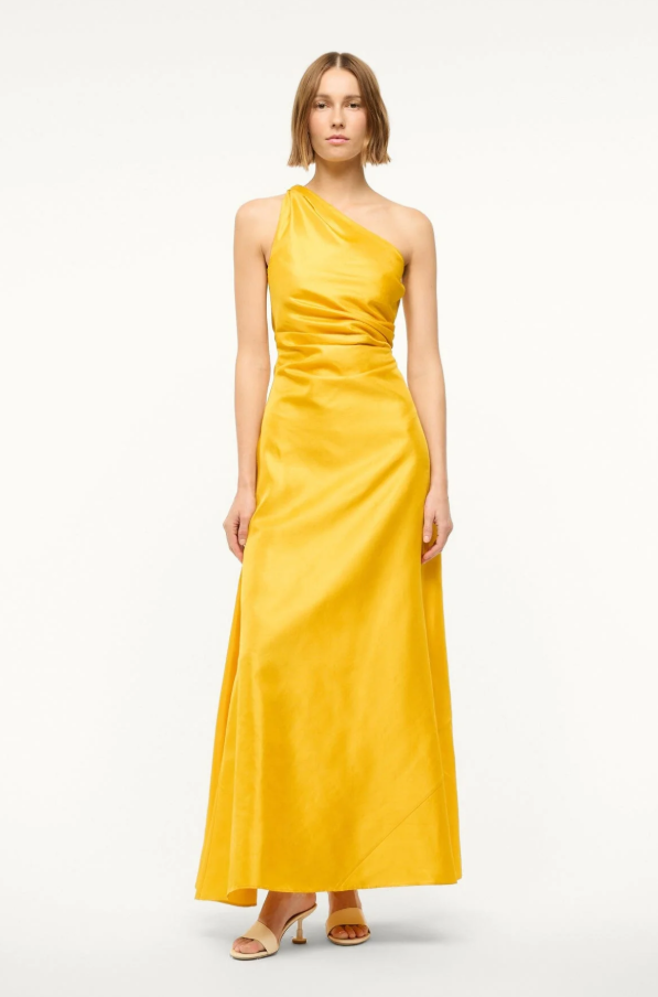 Staud, Este Silk Dress, Sunset Gold, Size 8