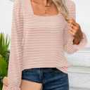 ZESICA Women's Square Neck Tops Puff Long Sleeve Shirts Fall Fashion 2026 Clothes (Pink, M)