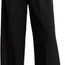 Womens Wide Leg Pants High Waist Straight Work Pants Office Business Casual Palazzo Trousers with Pockets (Black, L)