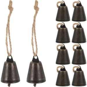 10Pcs Vintage Rustic Bells for Crafting DIY Wall Hanging Decor Antique Chime Bells Decorative Bell Ornaments for Christmas Decorations and Home Decor